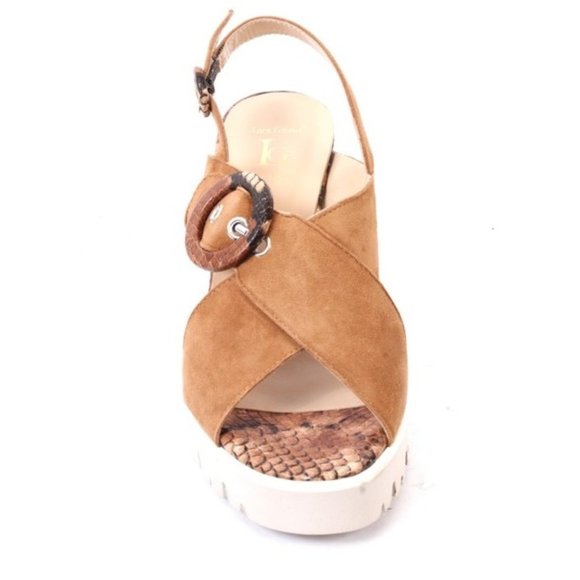 Luca Grossi 468b Multicolor Suede Platform Slingback Heel Sandals - Picture 7 of 8